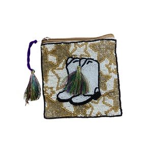 Mardi Gras Boot Beaded Pouch